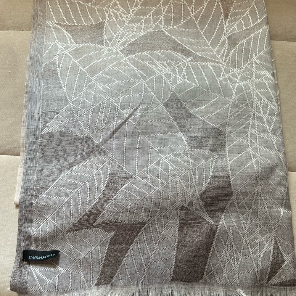Cynthia Rowley Taupe Leaf Design Scarf